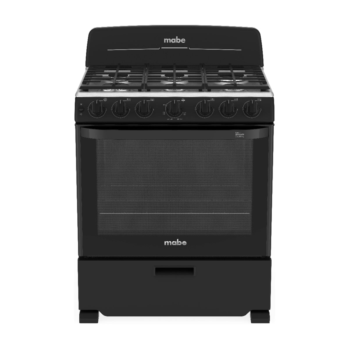 Mabe Estufa a Gas de Acero Inoxidable | Tecnología Ultimate | Perfect Cook | Easy Clean Pro | 30" | 6 Quemadores | Negro