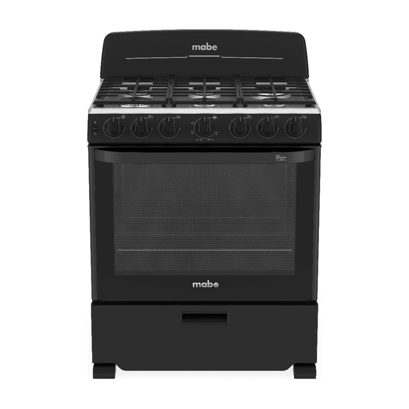 Mabe Estufa a Gas de Acero Inoxidable | Tecnología Ultimate | Perfect Cook | Easy Clean Pro | 30" | 6 Quemadores | Negro