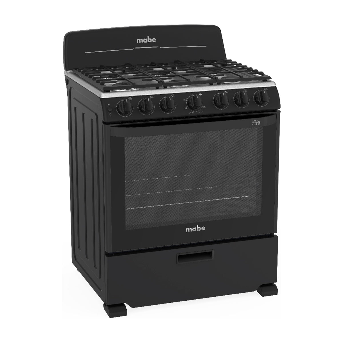 Mabe Estufa a Gas de Acero Inoxidable | Tecnología Ultimate | Perfect Cook | Easy Clean Pro | 30" | 6 Quemadores | Negro