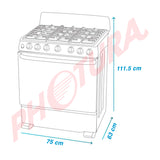 Mabe Estufa a Gas de Acero Inoxidable | Tecnología Ultimate | Perfect Cook | Easy Clean Pro | 30" | 6 Quemadores | Negro