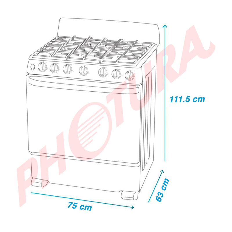 Mabe Estufa a Gas de Acero Inoxidable | Tecnología Ultimate | Perfect Cook | Easy Clean Pro | 30" | 6 Quemadores | Negro