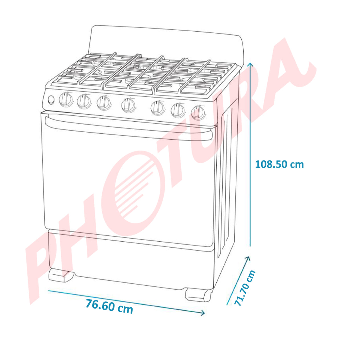 Mabe Estufa a Gas de Acero Inoxidable | Tecnología Ultimate | Tipo Espejo | Easy Clean Pro | Plancha | 30" | 6 Quemadores