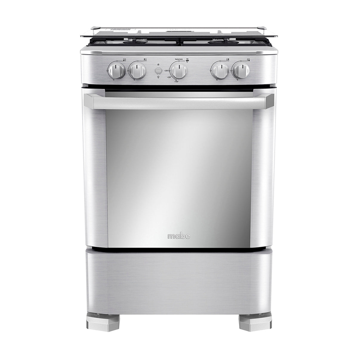 Mabe Estufa a Gas de Acero Inoxidable | Tecnología Ultimate | Tipo Espejo | Easy Clean Pro | Tapa | 24" | 4 Quemadores