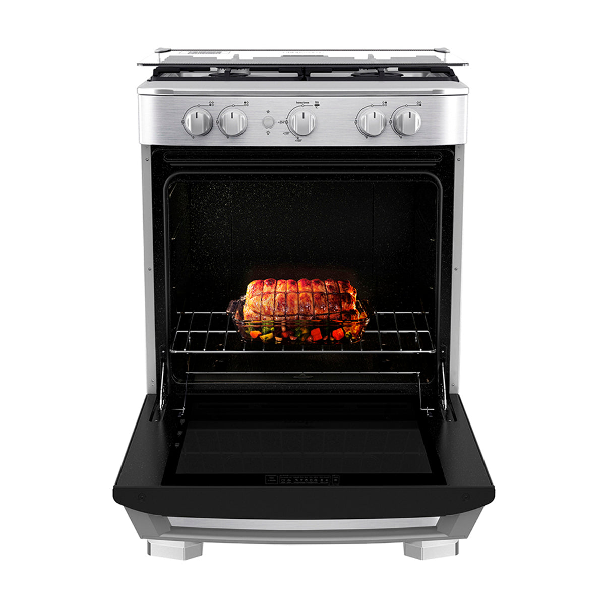 Mabe Estufa a Gas de Acero Inoxidable | Tecnología Ultimate | Tipo Espejo | Easy Clean Pro | Tapa | 24" | 4 Quemadores