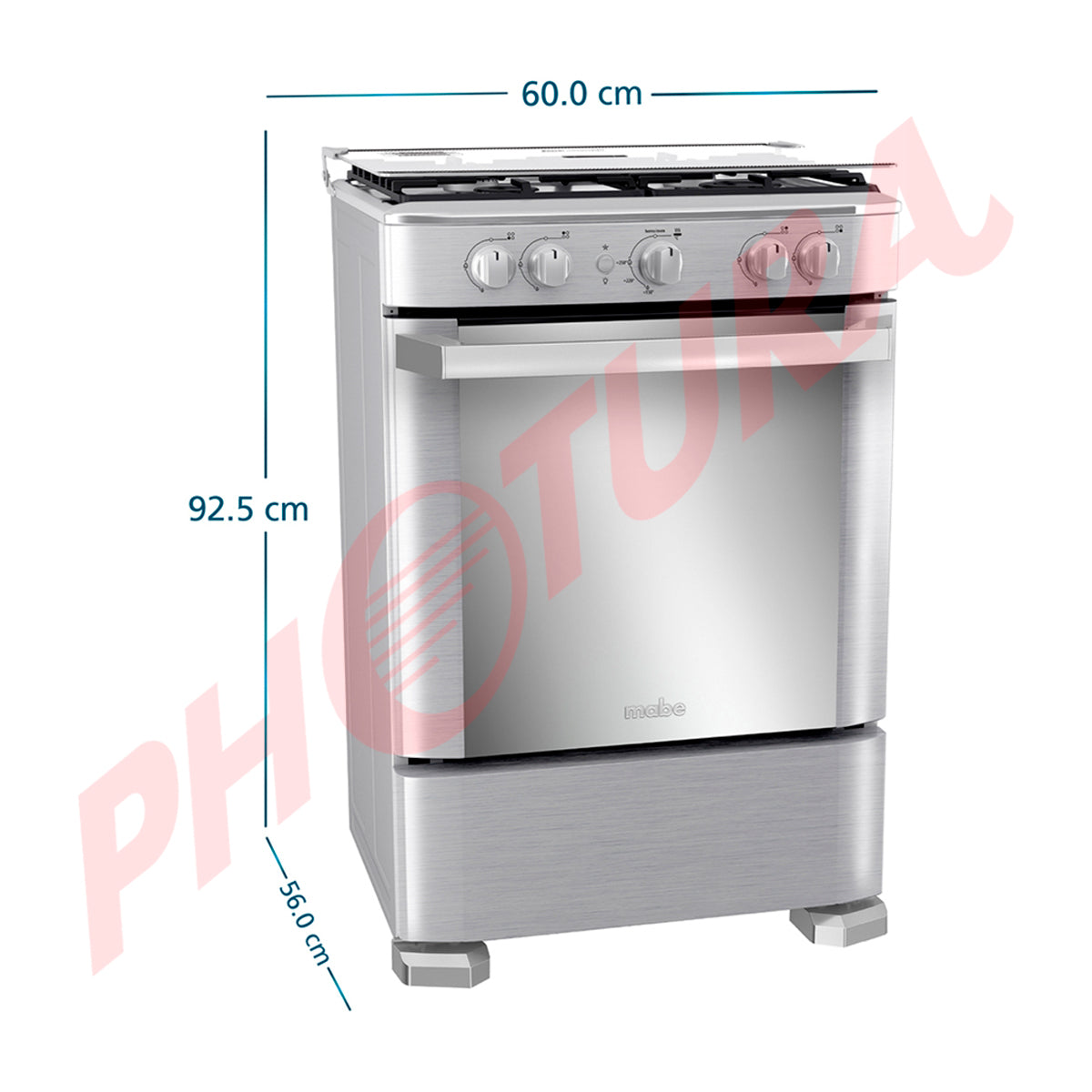 Mabe Estufa a Gas de Acero Inoxidable | Tecnología Ultimate | Tipo Espejo | Easy Clean Pro | Tapa | 24" | 4 Quemadores