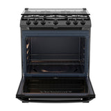 Mabe Estufa a Gas de Acero Inoxidable | Tecnología Ultimate | Perfect Cook | Easy Clean Pro | Tapa | Plancha | 30" | 6 Quemadores | Negro