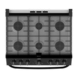 Mabe Estufa a Gas de Acero Inoxidable | Tecnología Ultimate | Perfect Cook | Easy Clean Pro | Tapa | Plancha | 30" | 6 Quemadores | Negro