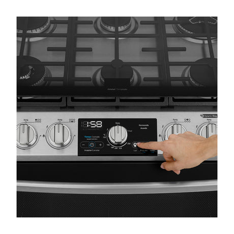 Mabe Estufa a Gas de Acero Inoxidable | Tecnología Ultimate | Easy Clean Pro | Panel Digital | Tapa | Plancha | 30" | 6 Quemadores