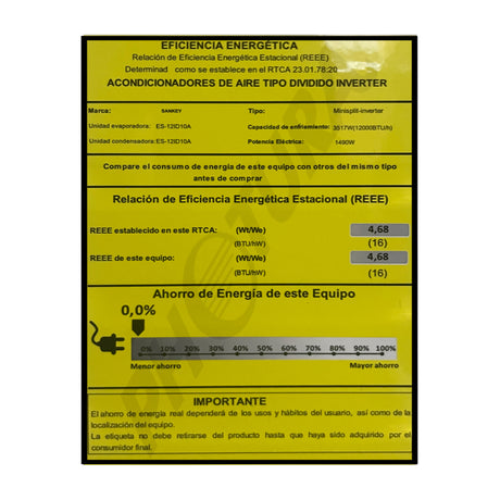 Sankey Aire Acondicionado Split Inverter 12,000 BTU | SEER 16 | Enfriamiento Supremo | Silver Ion | Filtro de Carbón Activo | 220v