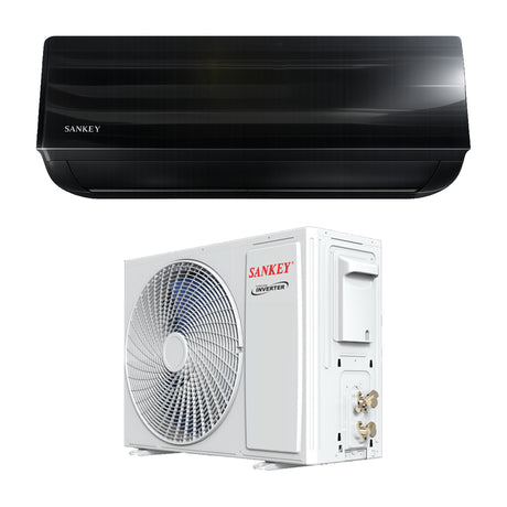 Sankey Aire Acondicionado Split Inverter Serie Superiore 12,000 BTU | SEER 21 | WiFi | Alta Eficiencia | Protección de Voltaje | Enfriamiento Supremo | Silver Ion | 220v | Black Mirror