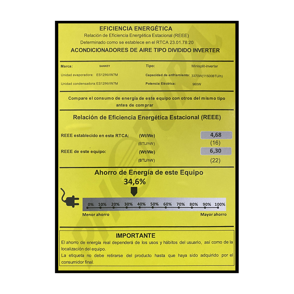 Sankey Aire Acondicionado Split Inverter Serie Superiore 11,500 BTU | SEER 22 | Alta Eficiencia | Protección de Voltaje | Enfriamiento Supremo | Silver Ion | Filtro de Carbón Activo | 220v | Black Mirror