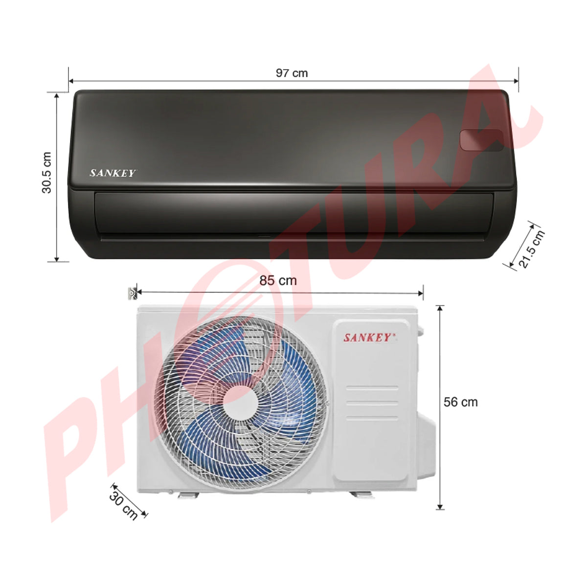 Sankey Aire Acondicionado Split Inverter Serie G+ 18,050 BTU | SEER 22 | WiFi | Alta Eficiencia | Protección de Voltaje | Rápido Enfriamiento | Modo ECO+ | 220v | Negro