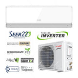 Sankey Aire Acondicionado Split Inverter 17,000 BTU | SEER 22 | WiFi | Alta Eficiencia | Enfriamiento Supremo | Silver Ion | Filtro de Carbon Activo | 220v | White Mirror