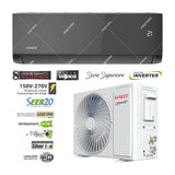 Sankey Aire Acondicionado Split Inverter Serie Superiore 22,000 BTU | SEER 20 | Alta Eficiencia | Protección de Voltaje | Enfriamiento Supremo | Silver Ion | Filtro de Carbón Activo | 220v | Black Mirror