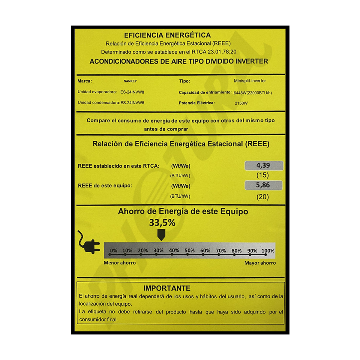 Sankey Aire Acondicionado Split Inverter Serie Superiore 22,000 BTU | SEER 20 | Alta Eficiencia | Protección de Voltaje | Enfriamiento Supremo | Silver Ion | Filtro de Carbón Activo | 220v