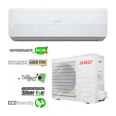 Sankey Aire Acondicionado Split 24,000 BTU | Enfriamiento Supremo | Silver Ion | Filtro de Carbón Activo | 220v