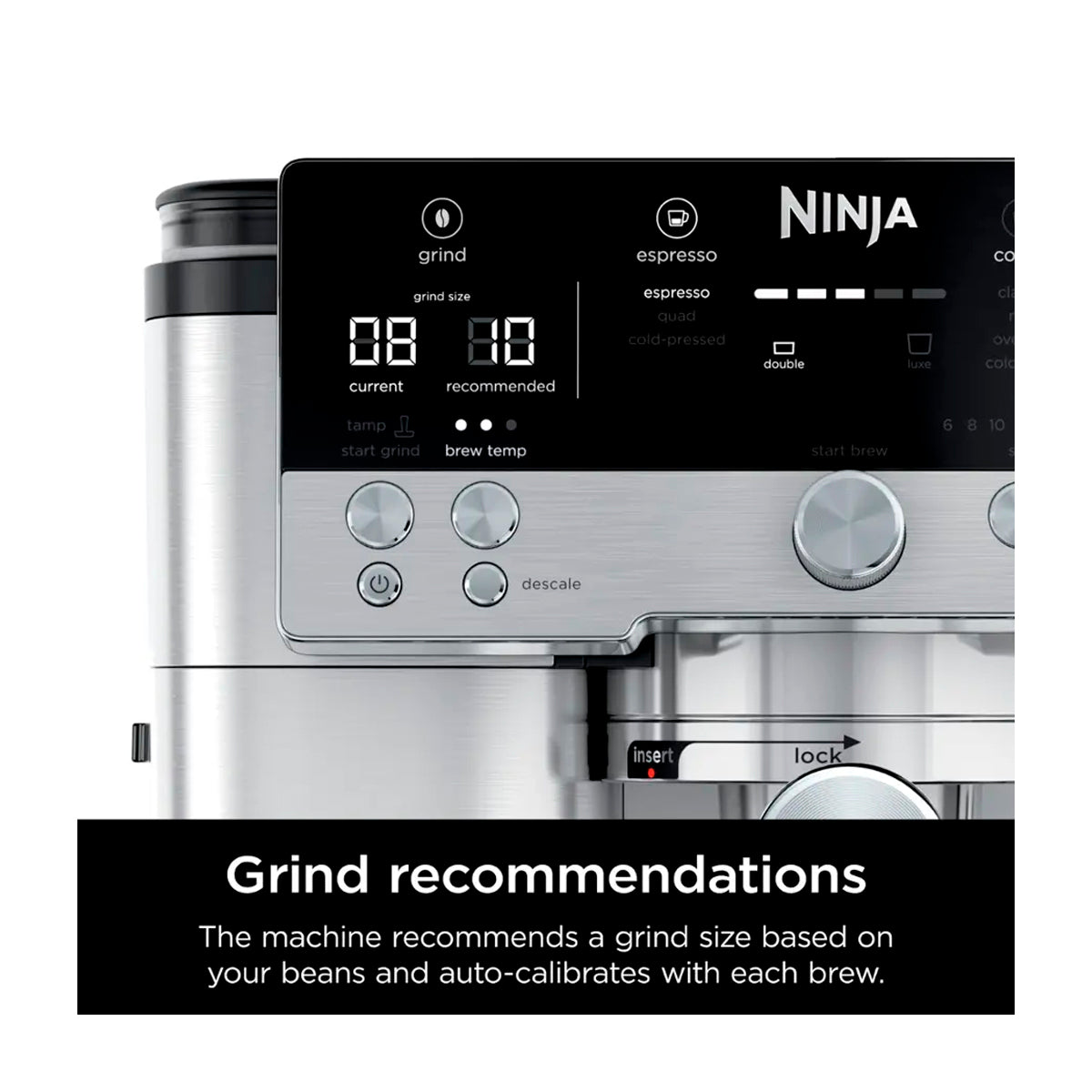 Ninja Luxe Café Premier Cafetera | Espresso | Tecnología Barista Assist | Molino Integrado | Acero Inoxidable