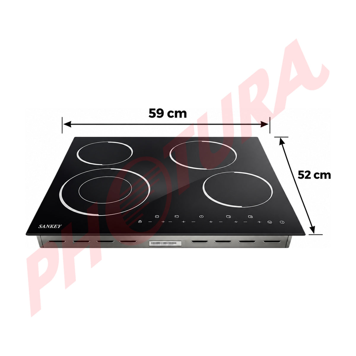 Sankey Estufa Empotrable Eléctrica de Vitrocerámica | 59cm | 4 Quemadores | Control Táctil