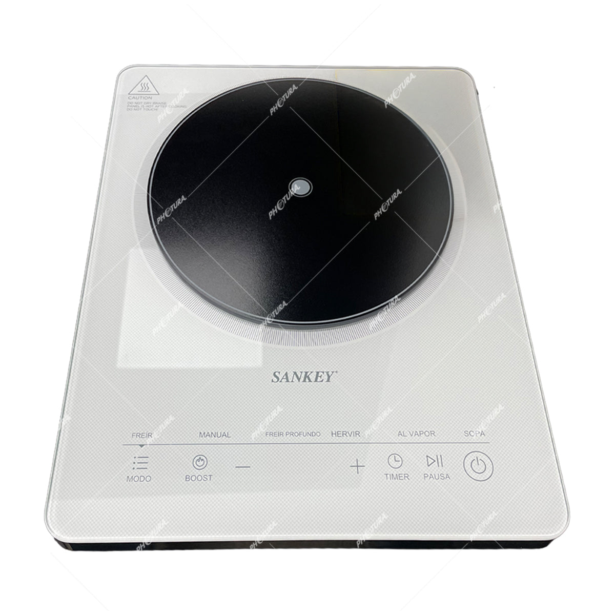 Sankey Estufa de Mesa Eléctrica | Inducción | 1 Quemador | Multifuncional | Control Táctil | Blanco
