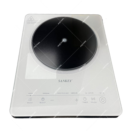 Sankey Estufa de Mesa Eléctrica | Inducción | 1 Quemador | Multifuncional | Control Táctil | Blanco