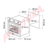 DRIJA Europa 60 Gas Grill Air Horno Multifuncional Empotrable a Gas | Puerta de Triple Vidrio | 250°C