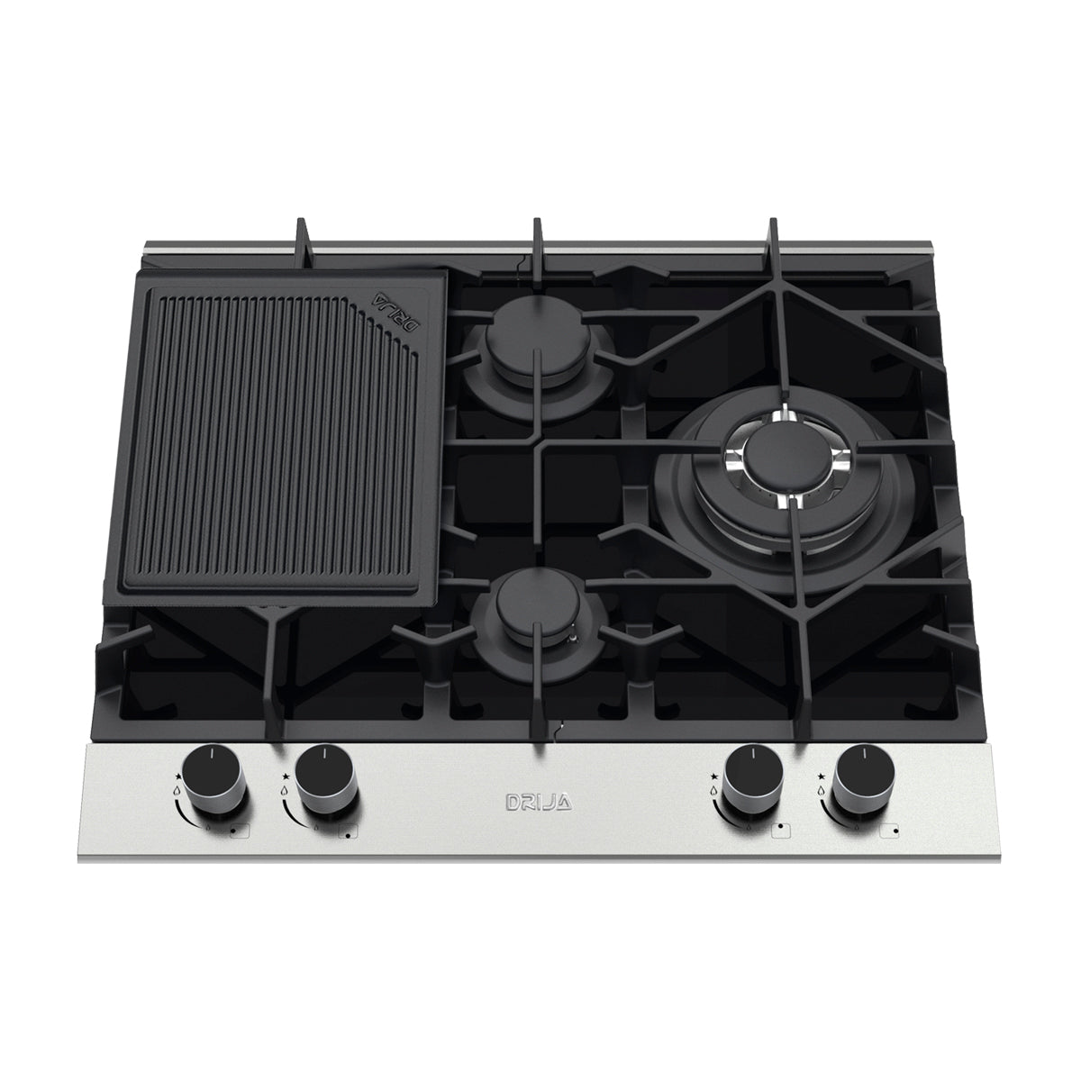 Drija Ferrara 60 Pro Estufa Empotrable a Gas de Vidrio Templado / Acero Inoxidable | 4 Quemadores | 4 Válvulas de Seguridad