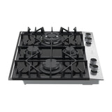 Drija Ferrara 60 Pro Estufa Empotrable a Gas de Vidrio Templado / Acero Inoxidable | 4 Quemadores | 4 Válvulas de Seguridad