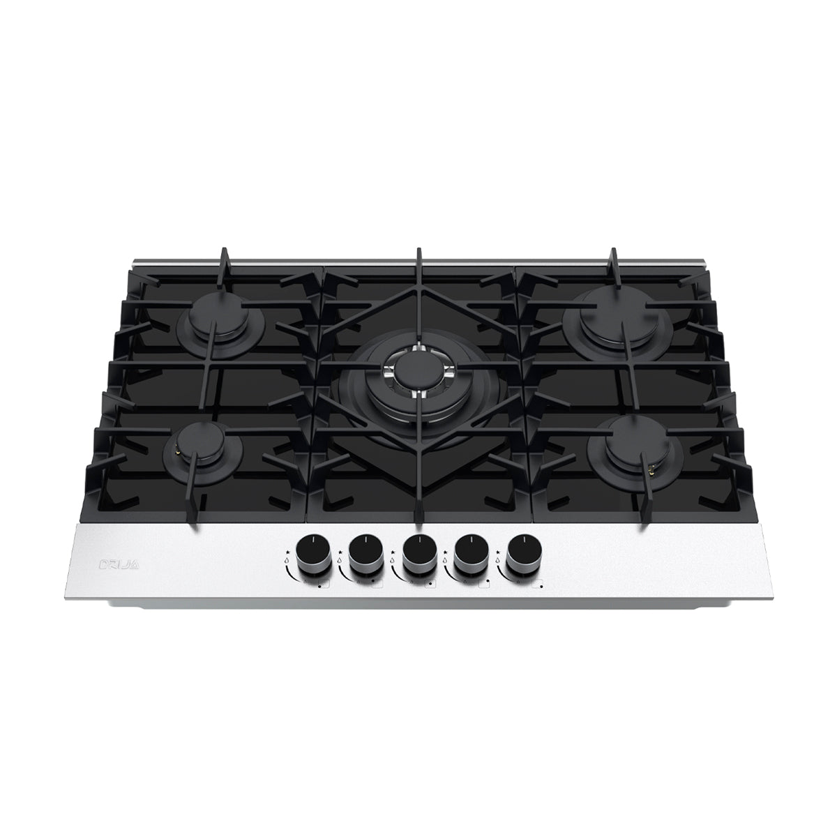 Drija Ferrara 76 Pro Estufa Empotrable a Gas de Vidrio Templado / Acero Inoxidable | 5 Quemadores | 5 Válvulas de Seguridad | Plancha de Hierro Fundido