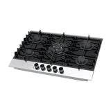 Drija Ferrara 76 Pro Estufa Empotrable a Gas de Vidrio Templado / Acero Inoxidable | 5 Quemadores | 5 Válvulas de Seguridad | Plancha de Hierro Fundido