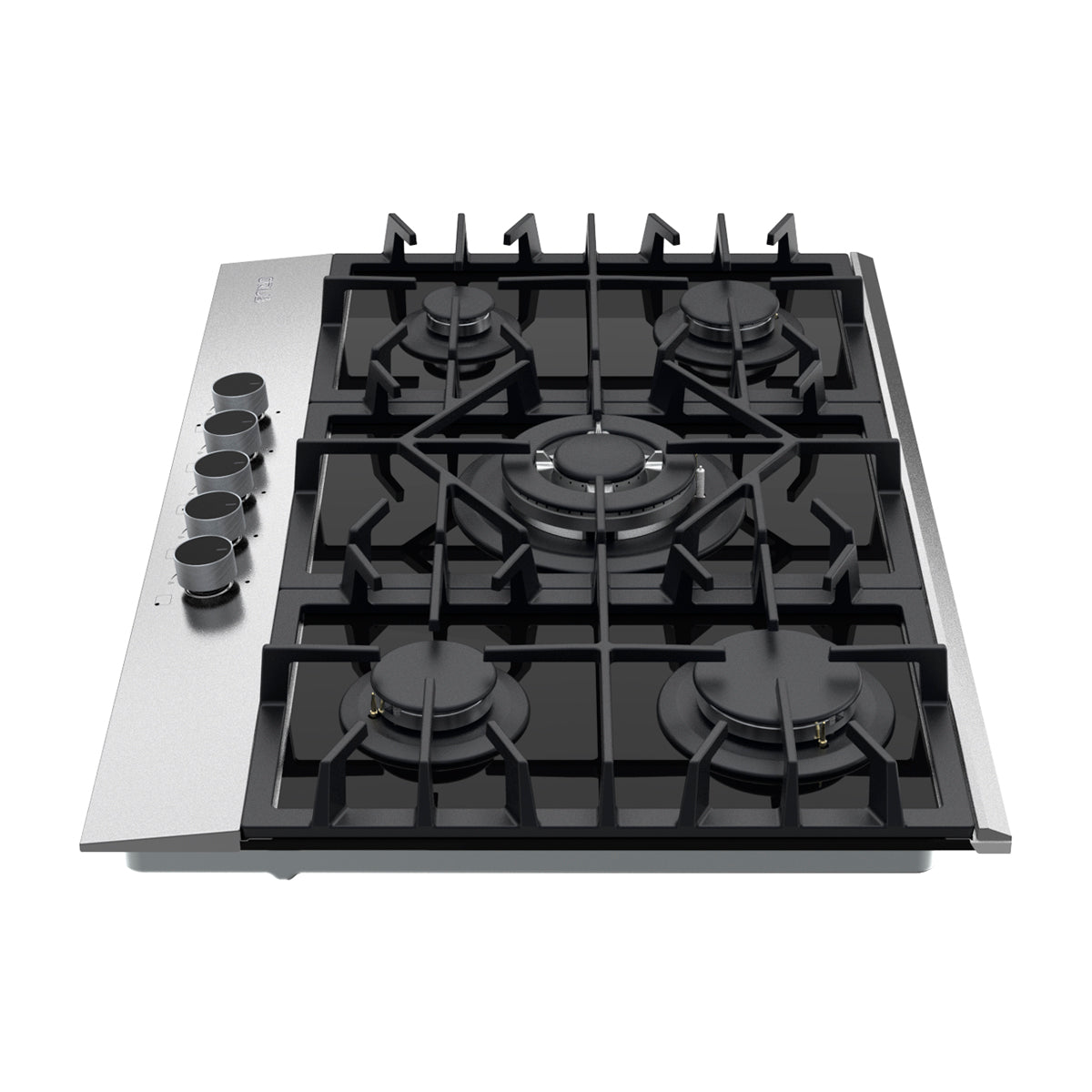 Drija Ferrara 76 Pro Estufa Empotrable a Gas de Vidrio Templado / Acero Inoxidable | 5 Quemadores | 5 Válvulas de Seguridad | Plancha de Hierro Fundido