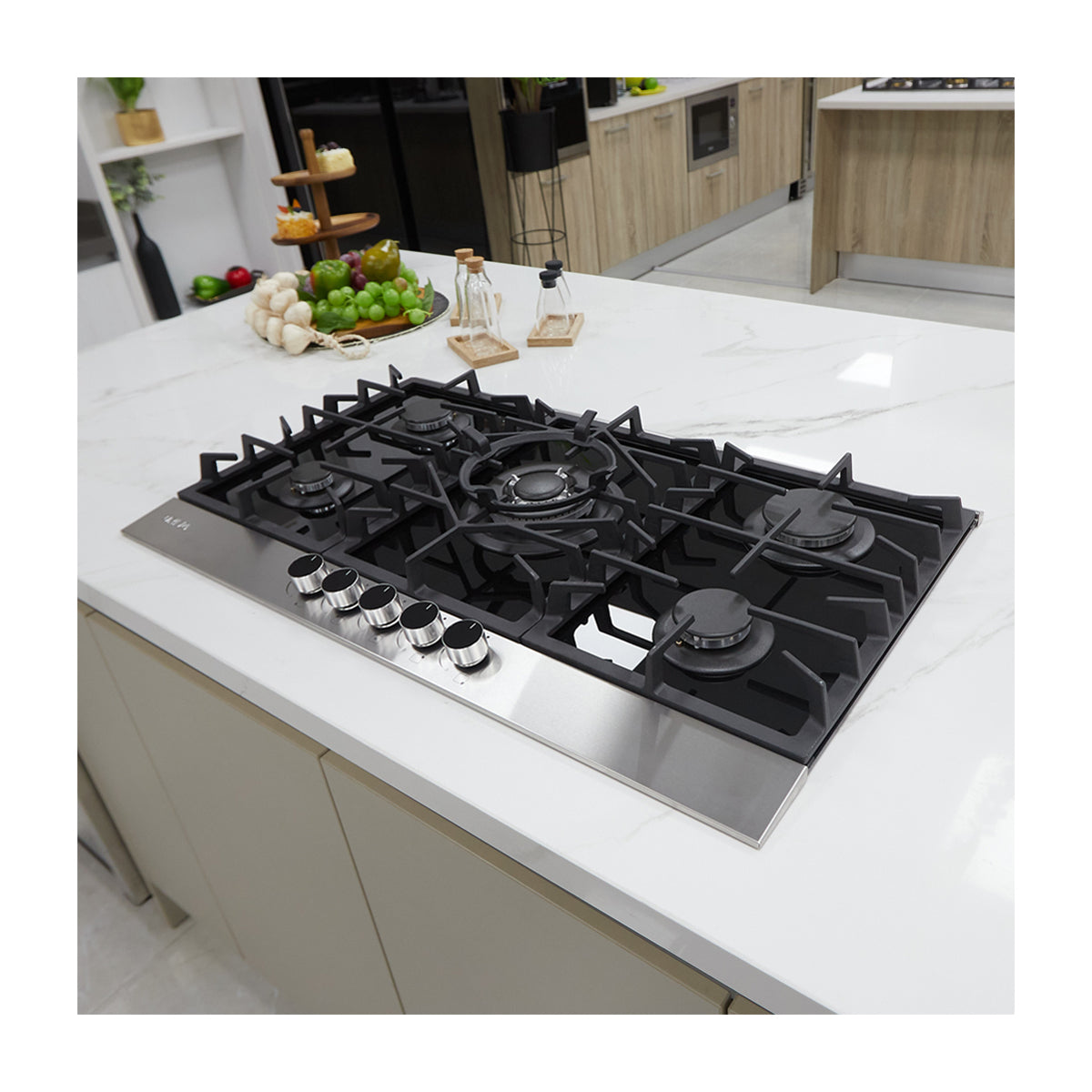 Drija Ferrara 76 Estufa Empotrable a Gas de Vidrio Templado / Acero Inoxidable | 5 Quemadores | 5 Válvulas de Seguridad