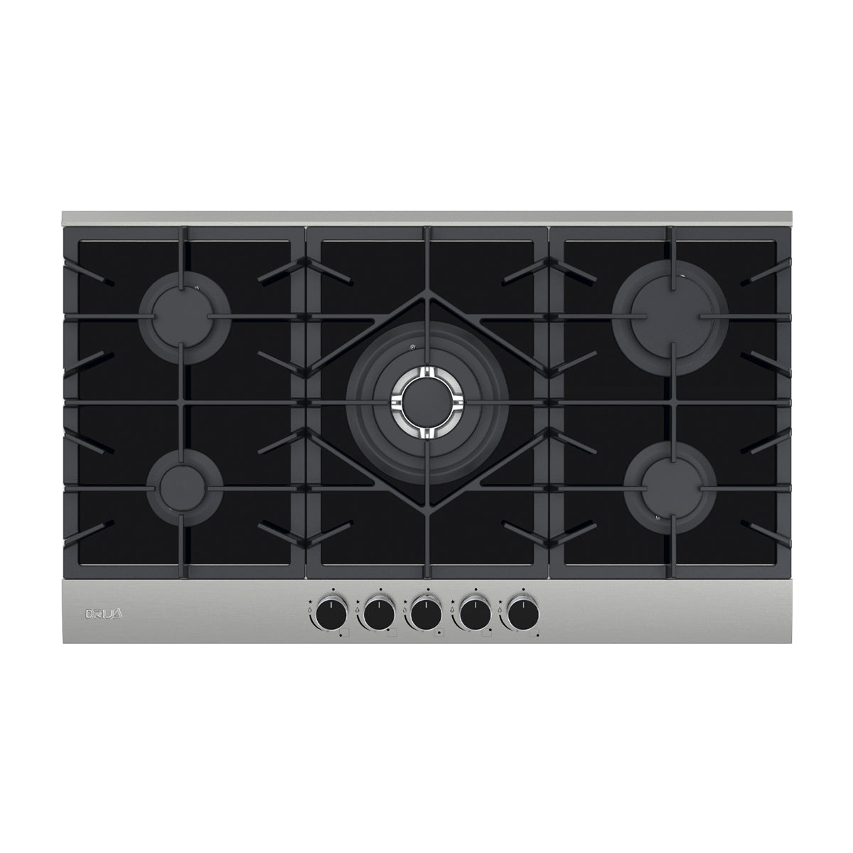 Drija Ferrara 90 Pro Estufa Empotrable a Gas de Vidrio Templado / Acero Inoxidable | 5 Quemadores | 5 Válvulas de Seguridad