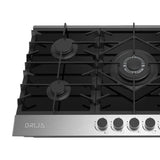 Drija Ferrara 90 Pro Estufa Empotrable a Gas de Vidrio Templado / Acero Inoxidable | 5 Quemadores | 5 Válvulas de Seguridad