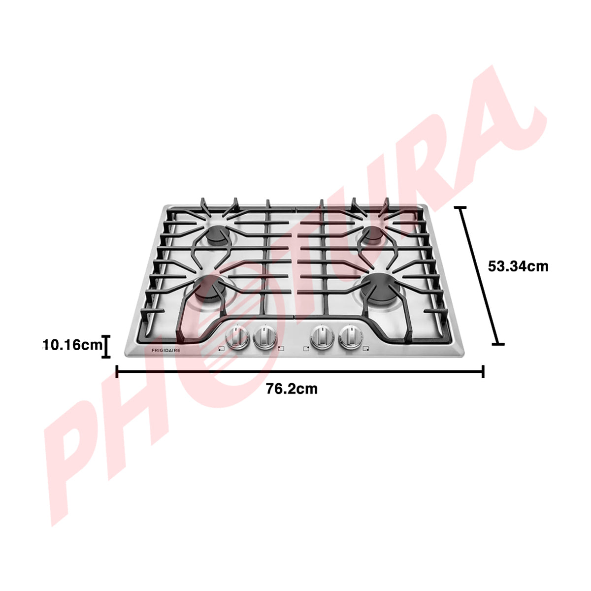 Frigidaire Estufa Empotrable a Gas de Acero Inoxidable | 30" | 4 Quemadores | Parrillas Continuas