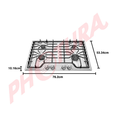 Frigidaire Estufa Empotrable a Gas de Acero Inoxidable | 30" | 4 Quemadores | Parrillas Continuas