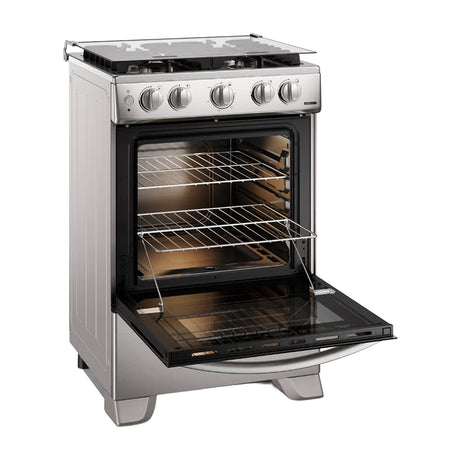 Frigidaire Estufa a Gas de Acero Inoxidable | Vapor Bake | Tapa | Enc. Eléctrico | 24" | 4 Quemadores