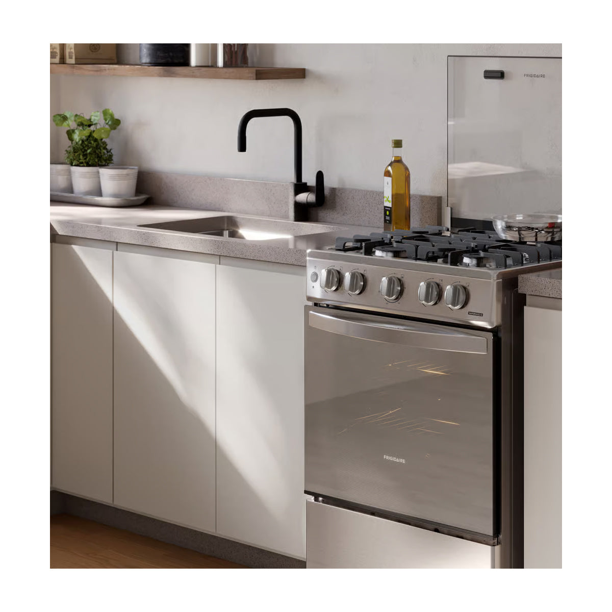 Frigidaire Estufa a Gas de Acero Inoxidable | Vapor Bake | Tapa | Enc. Eléctrico | 24" | 4 Quemadores