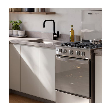 Frigidaire Estufa a Gas de Acero Inoxidable | Vapor Bake | Tapa | Enc. Eléctrico | 24" | 4 Quemadores