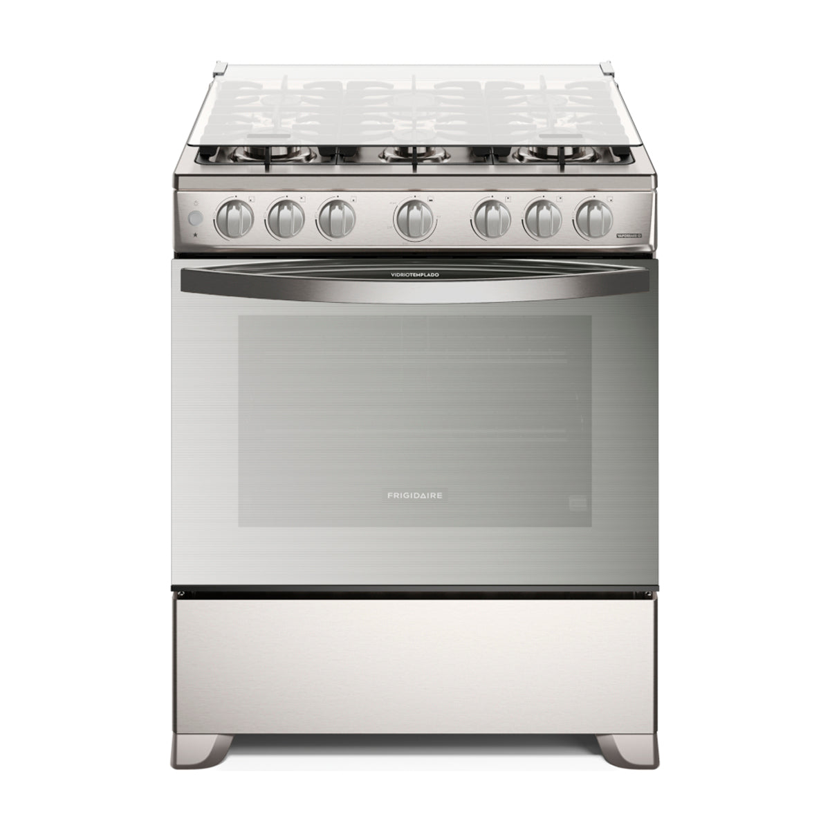 Frigidaire Estufa a Gas de Acero Inoxidable | Vapor Bake | Tapa | Enc. Eléctrico | 30" | 6 Quemadores