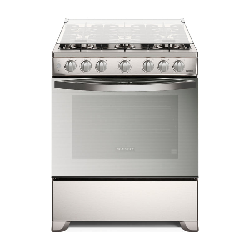 Frigidaire Estufa a Gas de Acero Inoxidable | Vapor Bake | Tapa | Enc. Eléctrico | 30" | 6 Quemadores