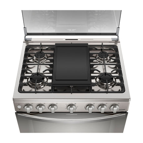 Frigidaire Estufa a Gas de Acero Inoxidable | Vapor Bake | Tapa | Enc. Eléctrico | 30" | 6 Quemadores