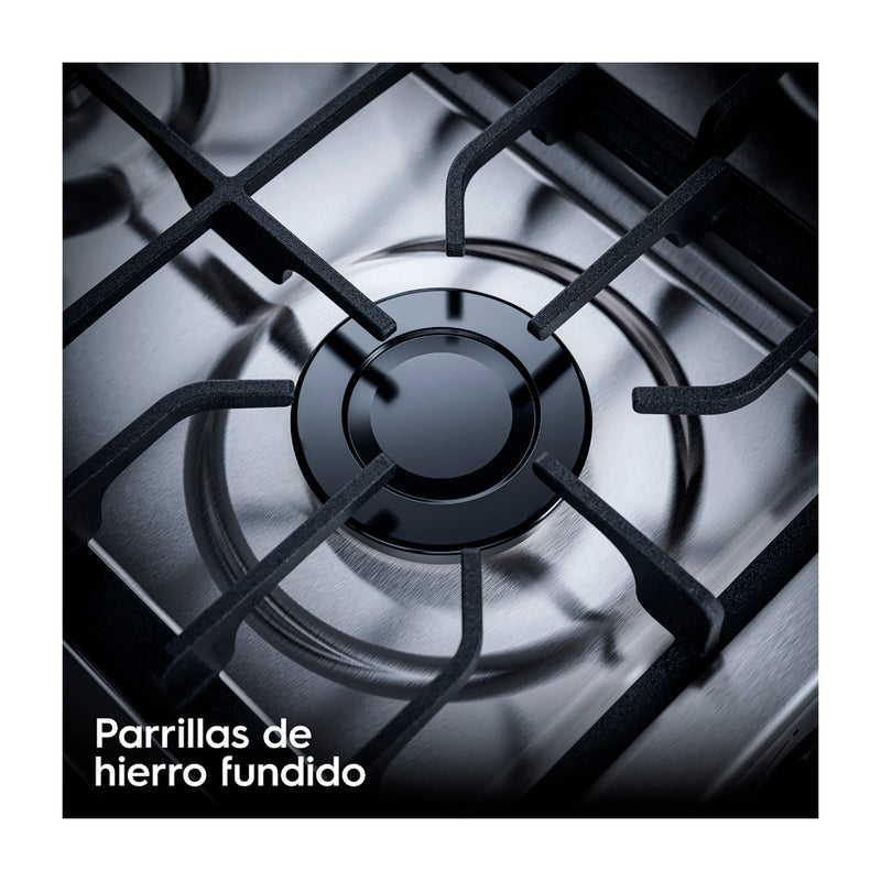 Frigidaire Estufa a Gas de Acero Inoxidable | Vapor Bake | Tapa | Enc. Eléctrico | 30" | 6 Quemadores