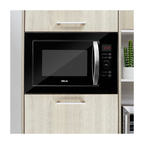 DRIJA Florencia 25L Black Microondas Empotrable de 900W | 0.9p3 | Cocción Grill | Sistema de Bloqueo Infantil