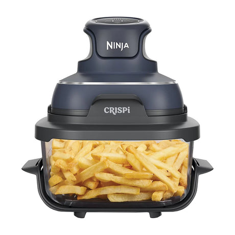 Ninja Crispi Freidora de Aire Portátil De Vidrio 4-en-1 | 4QT | Tecnología PowerPod | Cristalería TempWare | Hornea y Fríe | Azul