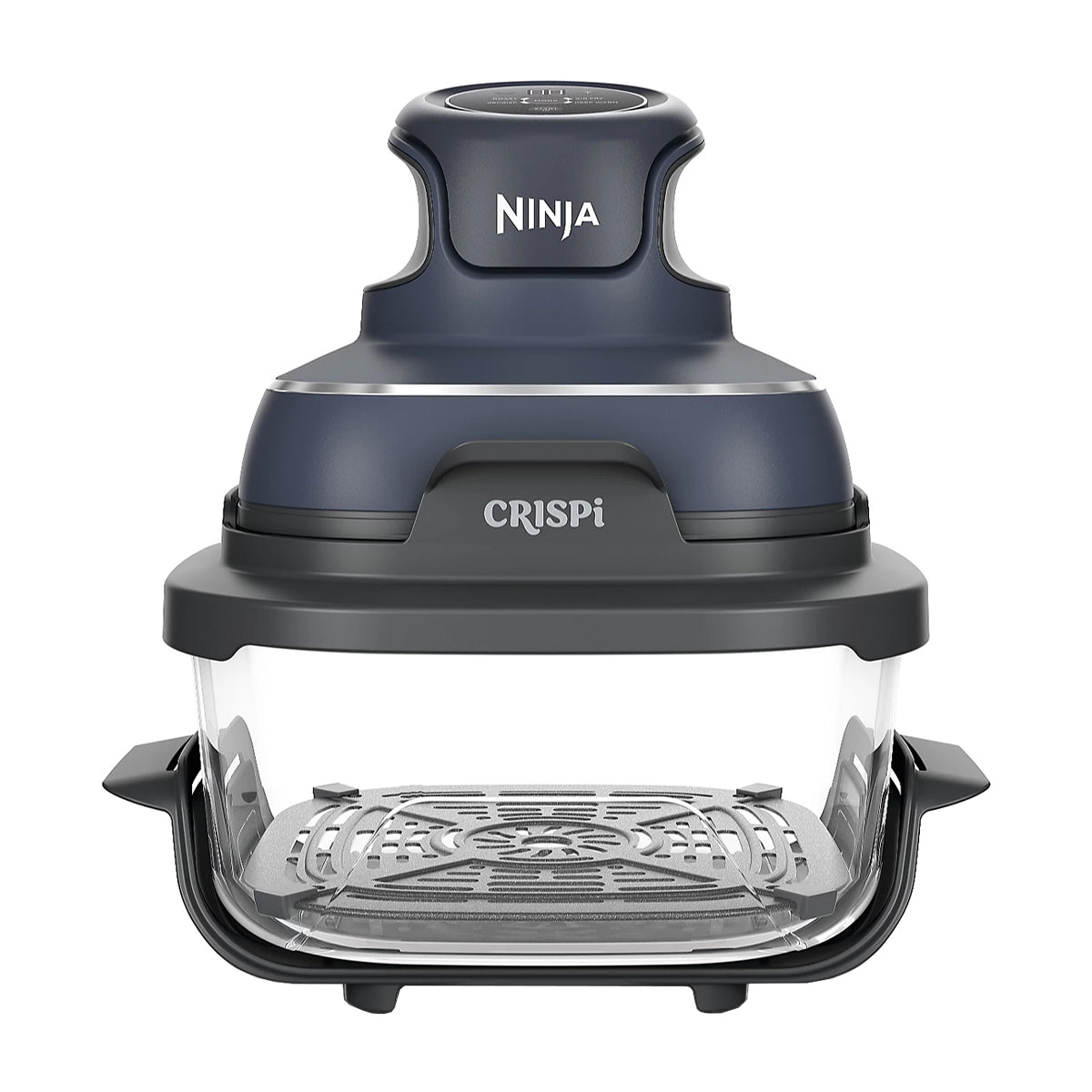 Ninja Crispi Freidora de Aire Portátil De Vidrio 4-en-1 | 4QT | Tecnología PowerPod | Cristalería TempWare | Hornea y Fríe | Azul