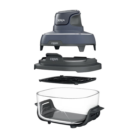 Ninja Crispi Freidora de Aire Portátil De Vidrio 4-en-1 | 4QT | Tecnología PowerPod | Cristalería TempWare | Hornea y Fríe | Azul