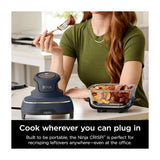 Ninja Crispi Freidora de Aire Portátil De Vidrio 4-en-1 | 4QT | Tecnología PowerPod | Cristalería TempWare | Hornea y Fríe | Azul