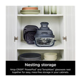 Ninja Crispi Freidora de Aire Portátil De Vidrio 4-en-1 | 4QT | Tecnología PowerPod | Cristalería TempWare | Hornea y Fríe | Azul