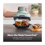 Ninja Crispi Freidora de Aire Portátil De Vidrio 4-en-1 | 4QT | Tecnología PowerPod | Cristalería TempWare | Hornea y Fríe | Verde