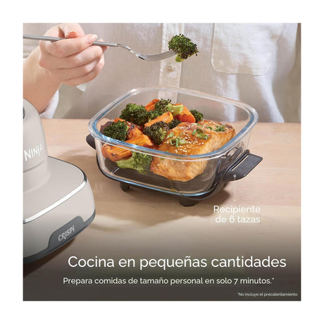 Ninja Crispi Freidora de Aire Portátil De Vidrio 4-en-1 | 4QT | Tecnología PowerPod | Cristalería TempWare | Hornea y Fríe | Stone